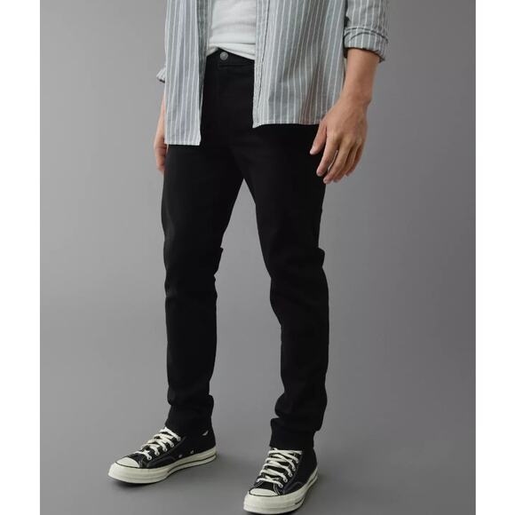 AMERICAN EAGLE AE AirFlex Slim Jeans Mid Rise Denim Stretch Black Mens Size 31 - Picture 1 of 9